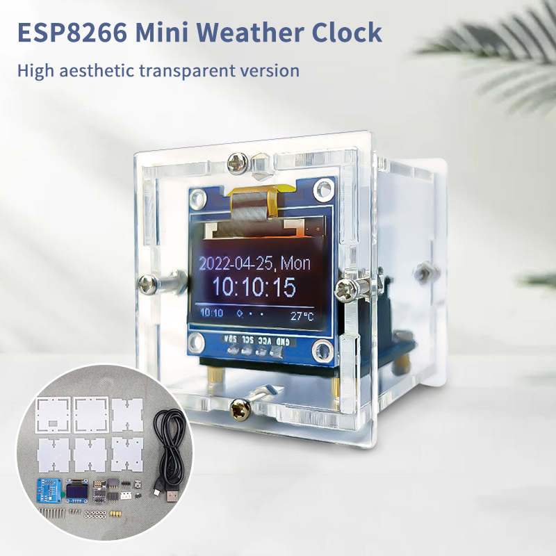 Diy Electronics Project Kit - Kit d'horloge météo miniature ESP8266 -