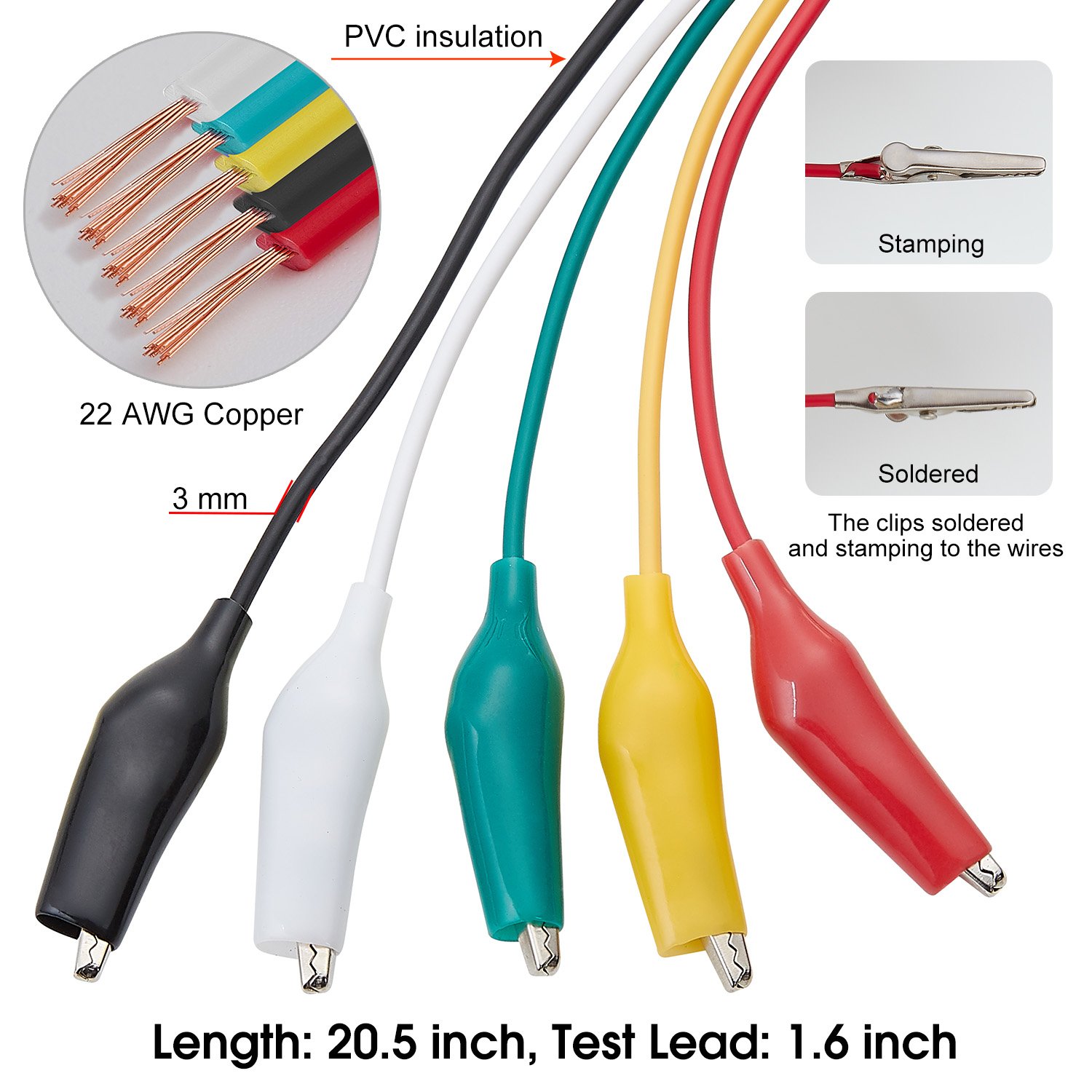 10 pièces 50cm 35mm pinces Cro - Crocodile Clip Set avis et prix